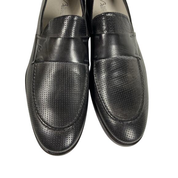 Bacco Bucci Made in Italy Black Perforated Leather Loafers Men's Size 10 - Picture 4 of 13